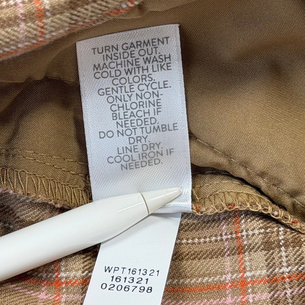 J. Jill Wearever Bi-Stretch Pants Womens 4 Camel Multi Plaid NWT Trousers - Picture 6 of 12